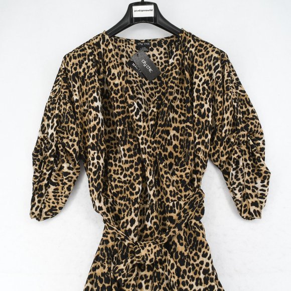 City Chic Women Leopard-Print Faux-Wrap Top Blouse - Picture 4 of 9
